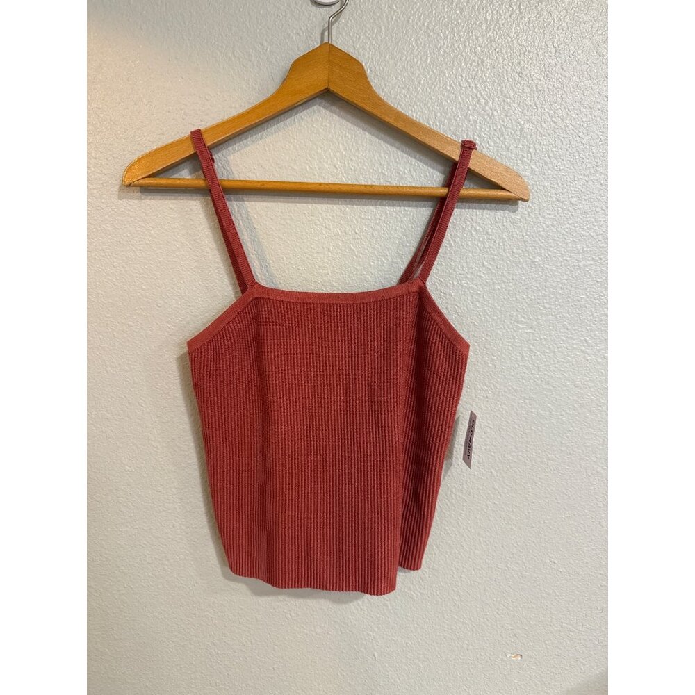 Old Navy‎ Cami Women Large Terracotta Ribbed Square Neck Adjustable Straps NEW
